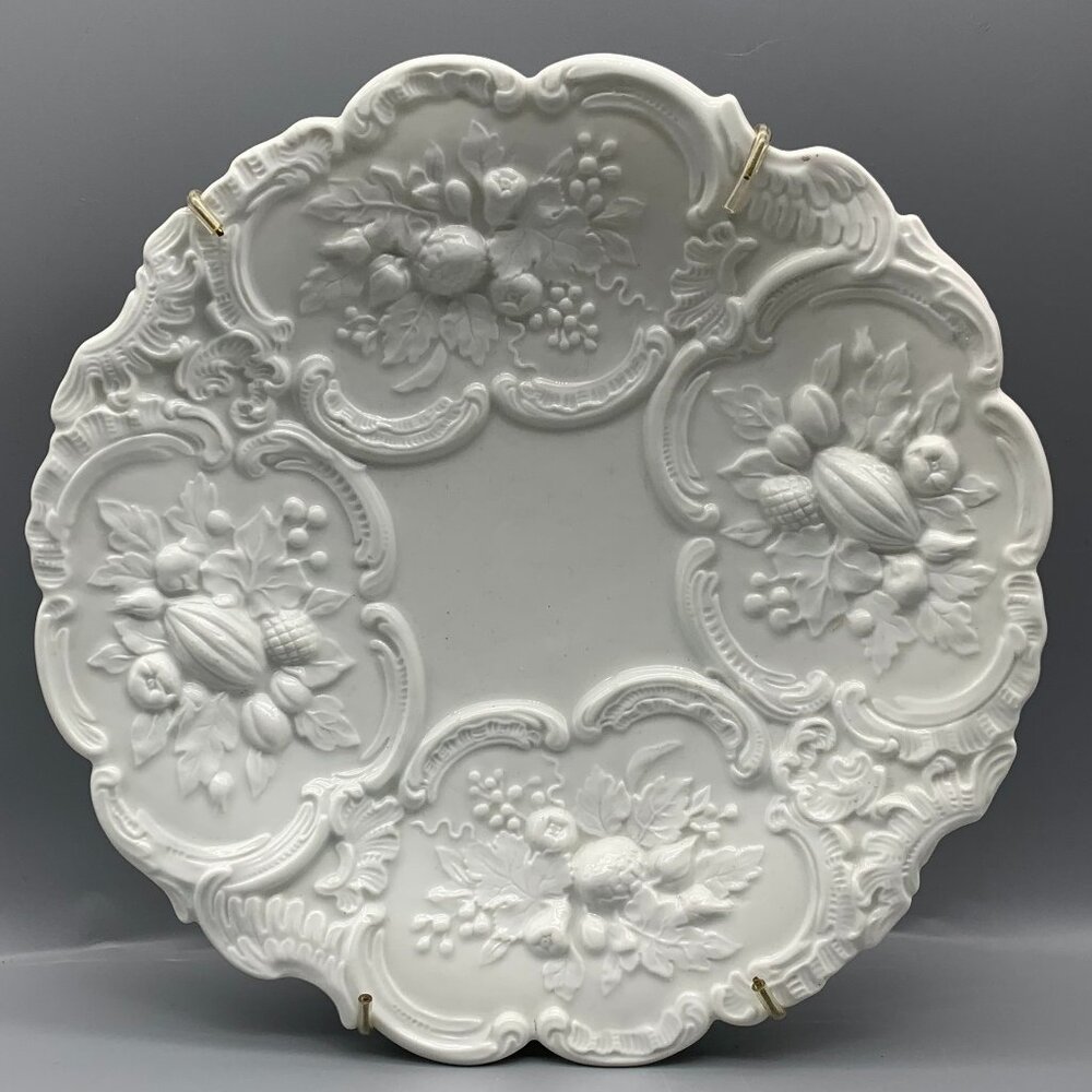 Antique 19th Century Meissen Molded White Porcelain 8.5" Plates (set of 2)